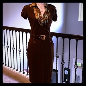 Cache Short Sleeve Chocolate Brown Dress - sz 10